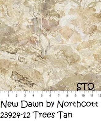 New Dawn Quilt fabric Cotton Northcott BTY Tan Trees 23924-12 - Image 1 of 4