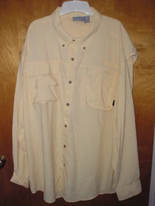 Quest Mens 2XL Yellow Vented Back Long Sleeve Fishing Button Up Shirt Nylon Zip - Picture 1 of 5