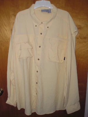 Quest Mens 2XL Yellow Vented Back Long Sleeve Fishing Button Up Shirt Nylon Zip - Image 1 of 4