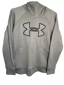 Under Armour Hoodie Men's Medium Heather Gray Cold Gear Loose Logo Pullover - Picture 1 of 9