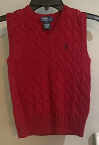 Polo Ralph Lauren Sweater Vest Cable Knit Pullover Vintage Youth Boys Size 5 - Picture 1 of 6