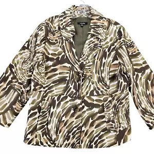 Rafaella Brown Dress Jacket Blazer Stretch Button Up 3/4 Sleeves Womens Size XL - Picture 1 of 11