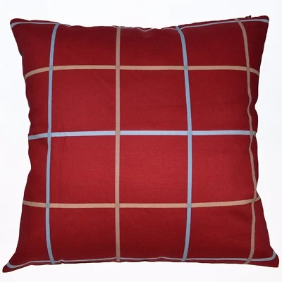 LL315a Red Beige Square Pure Cotton Canvas Fabric Cushion Cover/Pillow Case - Image 1 of 4
