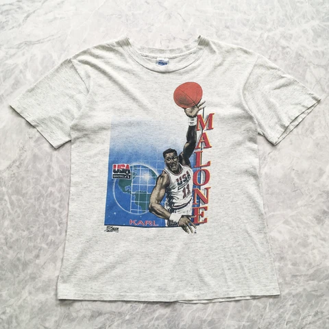 VINTAGE SALEM SPORTSWEAR MALONE UTAH JAZZ NBA DREAM TEAM OLYMPIC T-SHIRT Sz M Cover