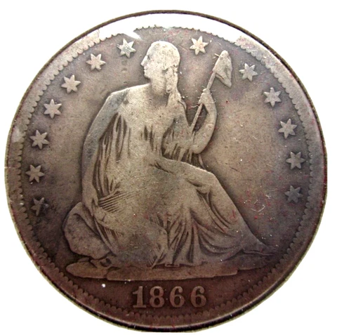 1866-S SEATED LIBERTY HALF DOLLAR 50c COIN SAN FRANCISCO MINT NICE MOTTO AB DATE Cover