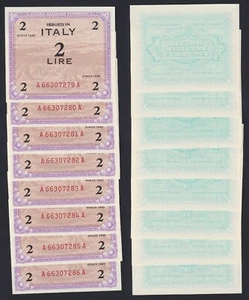 Occupazione Americana Italia 2 lire 1943 P-M11a FDS/UNC (Prezzo per 1 Banconota) - Picture 1 of 1