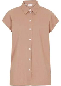 Blusa con botones T. 48 marrón grisáceo blusa mujer Top camisa túnica nueva - Imagen 1 de 1