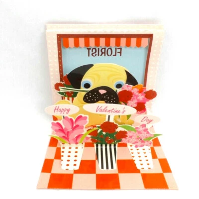 Doggy Bouquet Valentine Greeting Card Valentine's Day 3D Pop Up Puppy Dog Card  - Image 1 of 4