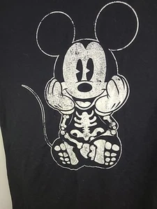 Disney Mickey Mouse Skeleton Glow In The Dark Womens T Shirt Size Small - Picture 1 of 5