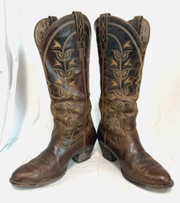 Ariat Desert Holly Leather Boots Women's 7 B Western Cowboy inlay Brown Tooled - Image 1 of 4