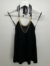 Kohls Apt. 9 Black Halter Tank Top Gold Chain Size S