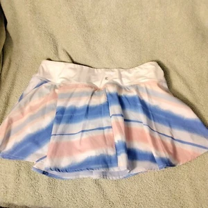 Kyodan Tennis Skort Skirt Womens Size M Blue Pink Tie Dye Pull on mini - Picture 1 of 14