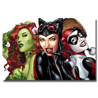 Harley Quinn Catwoman Poison Ivy CANVAS OR PRINT WALL ART 