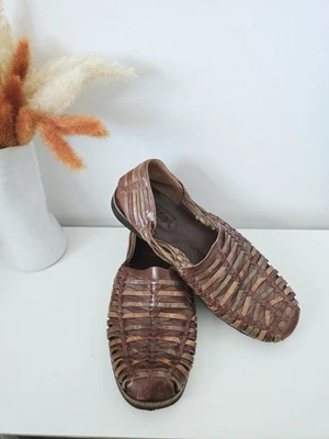 SunSteps Hand Woven Huarache Sandals Mens 13 Leather Shoes Slip On - Image 1 of 4