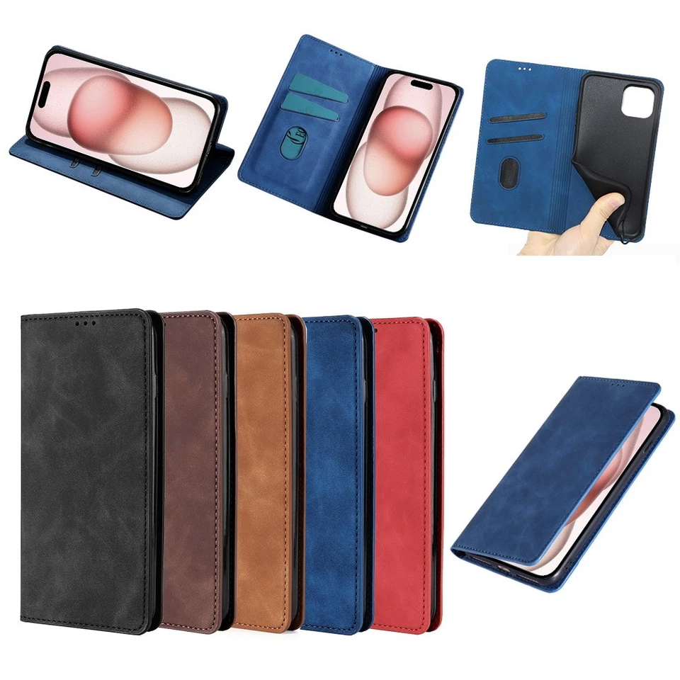 Luxury Leather Case For OnePlus 7 Pro 8 12 13 Card Holder Magnetic Phone Cover - Image 1 of 4