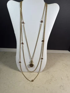 Vintage Goldette Itaglio Kamee - 3 Strang Anhänger Halskette 34" - Bild 1 von 6