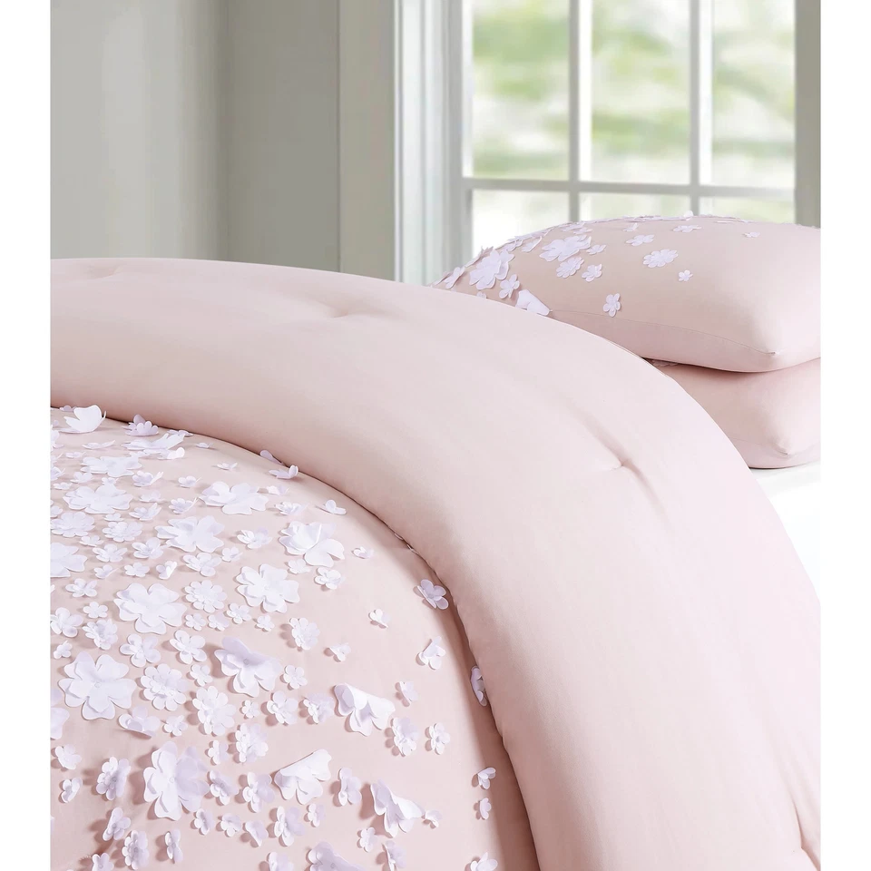 Juego de funda nórdica Silver Orchid Perkins 3 piezas flores rosa completo - Queen Foto 1 de 4