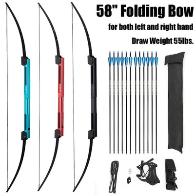 55LBS Archery Foldable Bow Straight Bow Outdoor Portable Survival Hunting Bow - Image 1 of 4