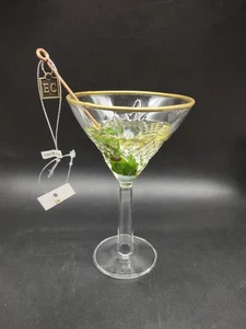 Bicchiere Martini ERIC CORTINA 5,75" con Olive Decorazione Natalizia - Etichetta Von Maur - Foto 1 di 7