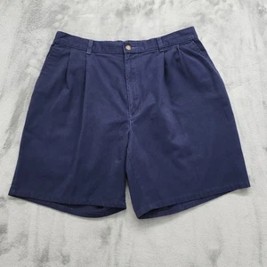 Vintage Van Heusen Shorts Mens W38 Blue Pleated Bermuda Chino Preppy Summer - Picture 1 of 10