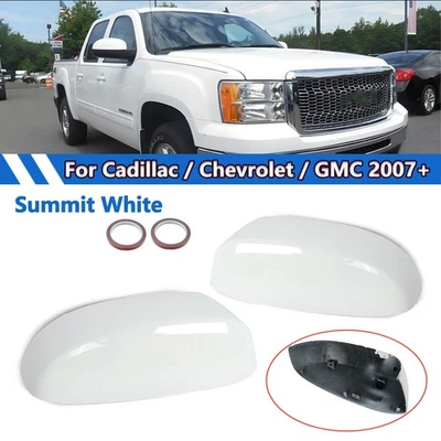 White For Chevy Silverado Tahoe GMC Sierra Yukon 07-13 14 Mirror Cover Caps Pair - Image 1 of 4