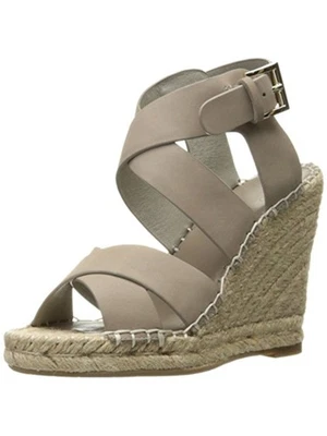 JOIE Womens Gray Kaelyn Round Toe Wedge Leather Espadrille Shoes 8 M - Image 1 of 4
