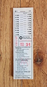 1993 NEW YORK CITY TRANSIT AUTHORITY BUS GENERAL ORDER TRANSFER TICKET NYCTA - Picture 1 of 2