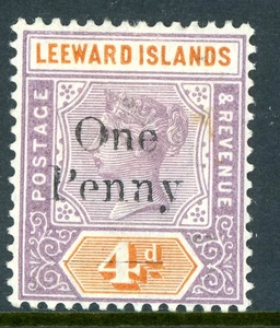 Leeward Islands 1890 British QV 1p/4d Lilac & Orange Sc #17 Mint R902⭐⭐⭐⭐⭐ - Picture 1 of 6