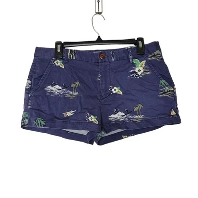 Pantalones Cortos Chinos Fossil Azul Marino Tropical Hawaiano Surfer Vacaciones Frente Plano Talla 10 Foto 1 de 4