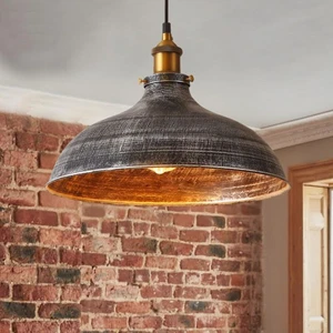 Antique Metal Bowl Shade Pendant Light Industrial Hanging Ceiling Light Kitchen - Picture 1 of 10