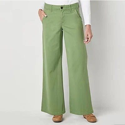 Pantalones de pierna ancha St. John’s Bay talla 12 verde berro tiro medio cintura cómoda Foto 1 de 4