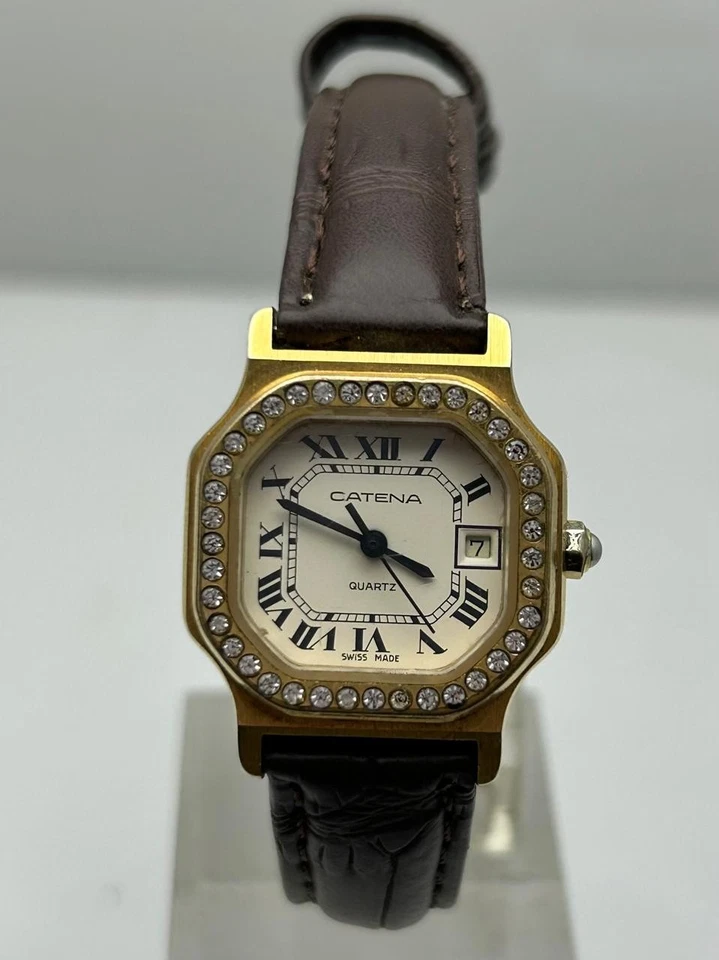 Vintage Catena Quartz Gold Plated Cream Dial Swiss Made Women's Wrist Watch - Image 1 of 4