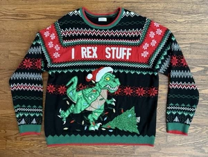 Holiday Time Weihnachtspullover Herren 3XL I Rex Stuff Pullover Ugly T-Rex Dinosaurier - Bild 1 von 9