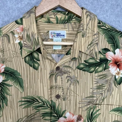 Camisa Hawaiana De Colección Reyn Spooner Floral Hibisco Palmera Bambú Rayón Grande Foto 1 de 4