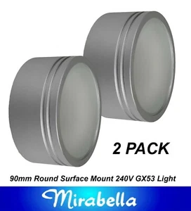 2 x 90mm Round Silver / Grey Wall Lights Diffused Indoor 240V GX53 - Picture 1 of 4
