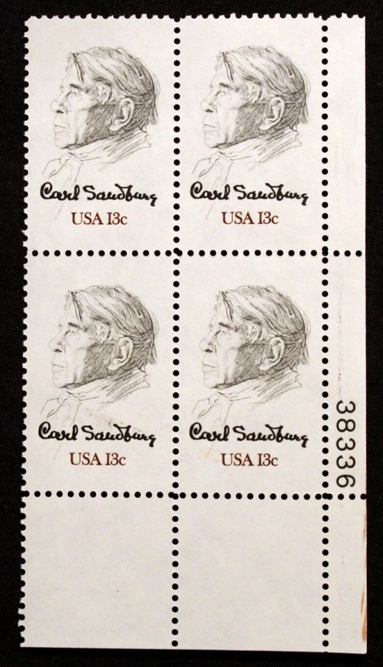 US Plate Block Stamps #1731 ~1978 13c Carl Sandberg MNH SP2700 - Image 1 of 1
