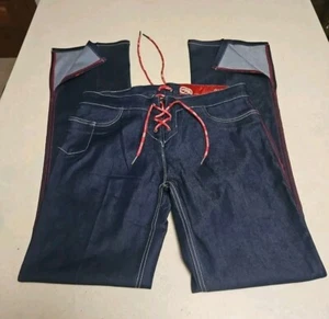 Y2k Rare Ecko Red  Size 11 Lace-Up Front N Back Womens Pants - Picture 1 of 7