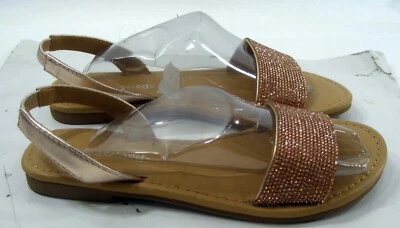 Sandalias City Clasificadas Verano Oro Puntera Abierta Correa Trasera Mujer Talla 6 Foto 1 de 4