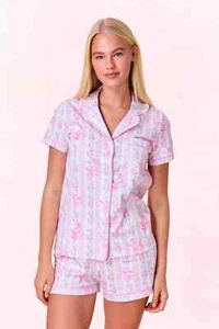 New Roller Rabbit x LoveShackFancy Heirloom Monkey Polo Shorts PJ Pale Pink XS - Picture 1 of 13