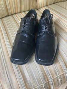 ANTONIO ZENGARA MEN'S BLACK PATENT LEATHER DRESS SHOES SIZE 9.5 M - Excellent - Picture 1 of 8