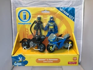 FISHER-PRICE IMAGINEXT BATMAN & CATWOMAN WITH MOTORCYCLES BRAND NEW STILL SEALED - Picture 1 of 8