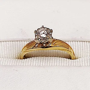 LADIES 14K KARAT YELLOW GOLD DIAMOND ENGAGEMENT RING... - Picture 1 of 10