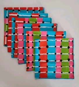 Vintage Vera Signed Flower Dot Screen Print Napkins Set Of 6 MCM 1960s 1970s - Picture 1 of 8