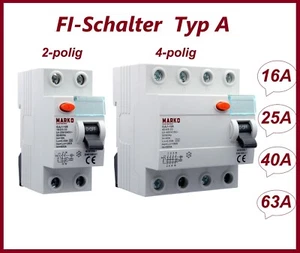 FI-Schalter 16A 25A 40A 63A Fehlerstromschutzschalter RCD 2,4-polig 30 100 300mA - Bild 1 von 25