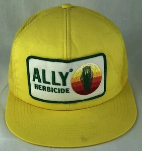 Vintage Ally Herbicide Patch SnapBack Trucker Mesh Hat Cap K Products USA Yellow - Picture 1 of 12