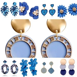 Elegant Geometric Drop Dangle Brincos Acrylic Fashion Earrings - Blue - Picture 1 of 14