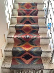 Tappeto Kilim vintage kilim azteco runner lana juta tappeto Southwestern Stair kilim tappeti - Foto 1 di 9
