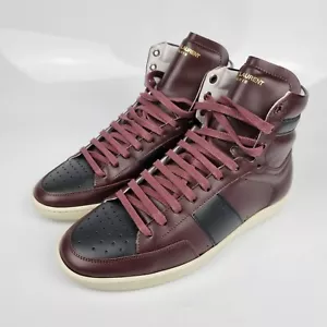 SAINT LAURENT SL10H Men's Burgundy High Top Burgundy Sneakers New Size 39 US 6 - Picture 1 of 10