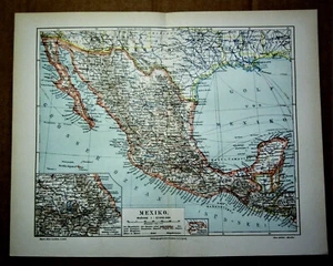 1898 Alte Geographische Lithographie: MEXIKO - MEXIKO.. 1:12.000.000.MEYERS - Bild 1 von 1