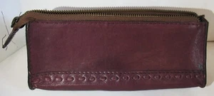 Vintage Triangle Shaped Leather Clutch Purse or Pencil Case 8" long - Picture 1 of 14